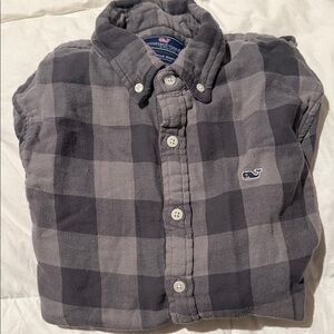 Vineyard Vines Boys Gray Checkered Flannel Shirt - size large